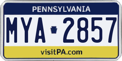 PA license plate MYA2857