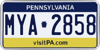 PA license plate MYA2858