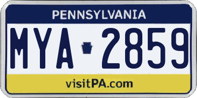 PA license plate MYA2859