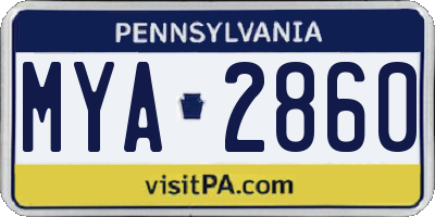 PA license plate MYA2860