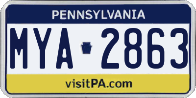 PA license plate MYA2863