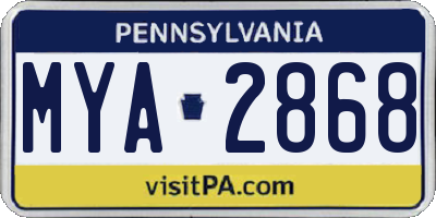 PA license plate MYA2868