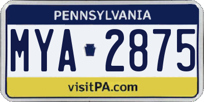 PA license plate MYA2875