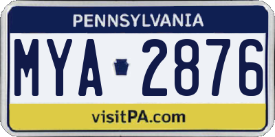 PA license plate MYA2876