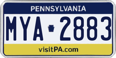 PA license plate MYA2883