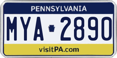 PA license plate MYA2890