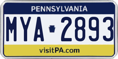 PA license plate MYA2893