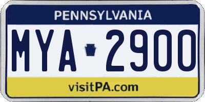 PA license plate MYA2900