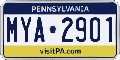 PA license plate MYA2901