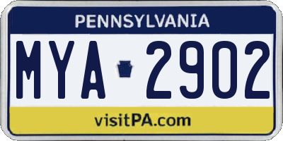 PA license plate MYA2902