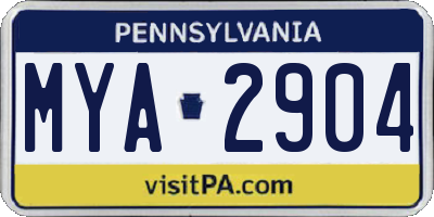 PA license plate MYA2904