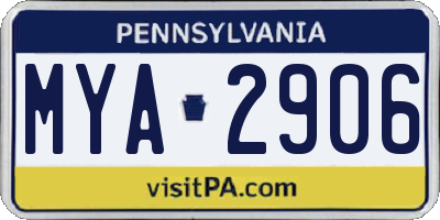 PA license plate MYA2906