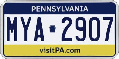 PA license plate MYA2907