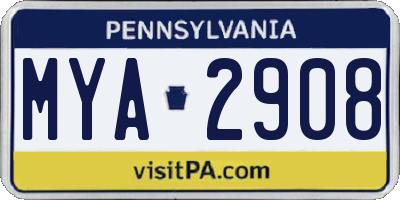 PA license plate MYA2908