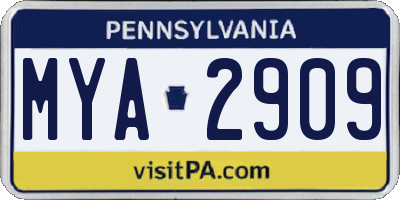 PA license plate MYA2909