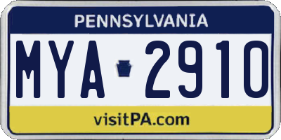 PA license plate MYA2910