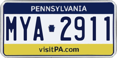 PA license plate MYA2911