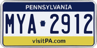 PA license plate MYA2912
