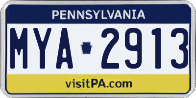 PA license plate MYA2913