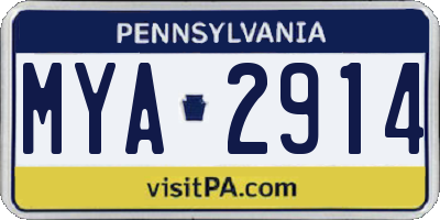 PA license plate MYA2914