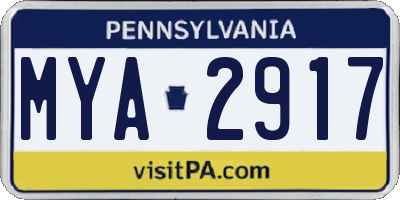 PA license plate MYA2917