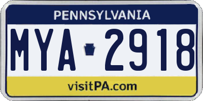 PA license plate MYA2918