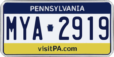 PA license plate MYA2919
