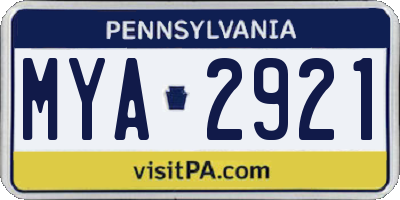 PA license plate MYA2921
