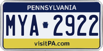 PA license plate MYA2922