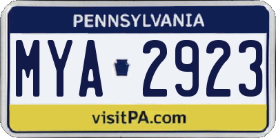PA license plate MYA2923