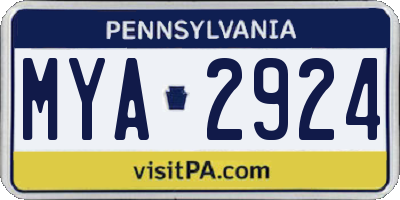 PA license plate MYA2924