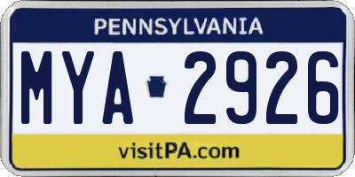 PA license plate MYA2926