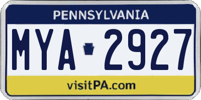 PA license plate MYA2927