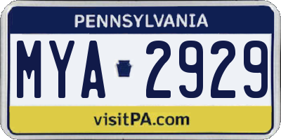 PA license plate MYA2929