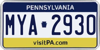 PA license plate MYA2930