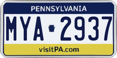 PA license plate MYA2937