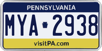 PA license plate MYA2938