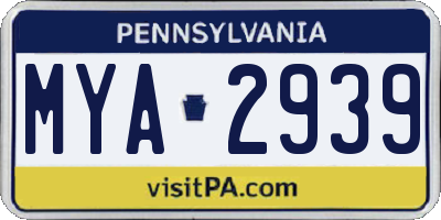 PA license plate MYA2939