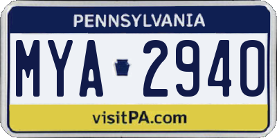 PA license plate MYA2940