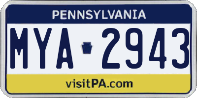 PA license plate MYA2943