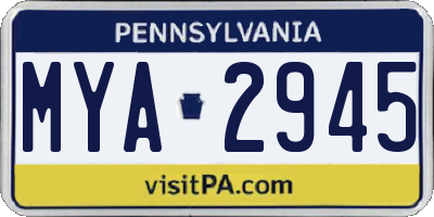 PA license plate MYA2945
