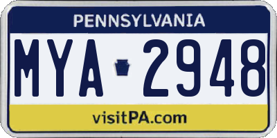 PA license plate MYA2948