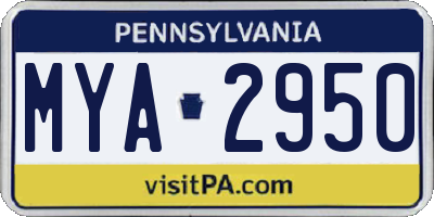 PA license plate MYA2950