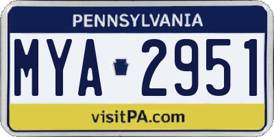 PA license plate MYA2951