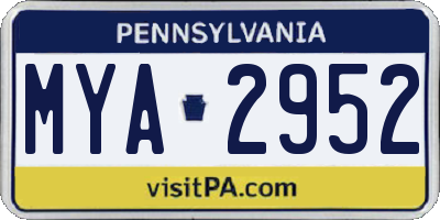 PA license plate MYA2952