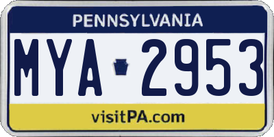 PA license plate MYA2953
