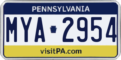 PA license plate MYA2954