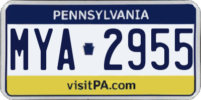 PA license plate MYA2955