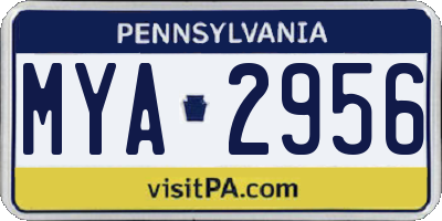 PA license plate MYA2956
