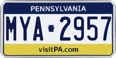 PA license plate MYA2957